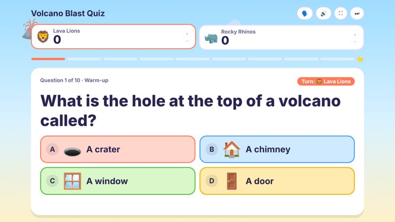 Volcano game for ages 6-8