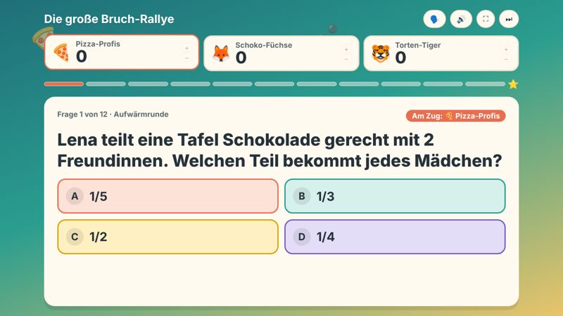 German fractions game for ages 9-11